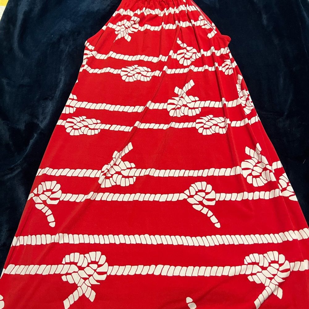 Red and white dress